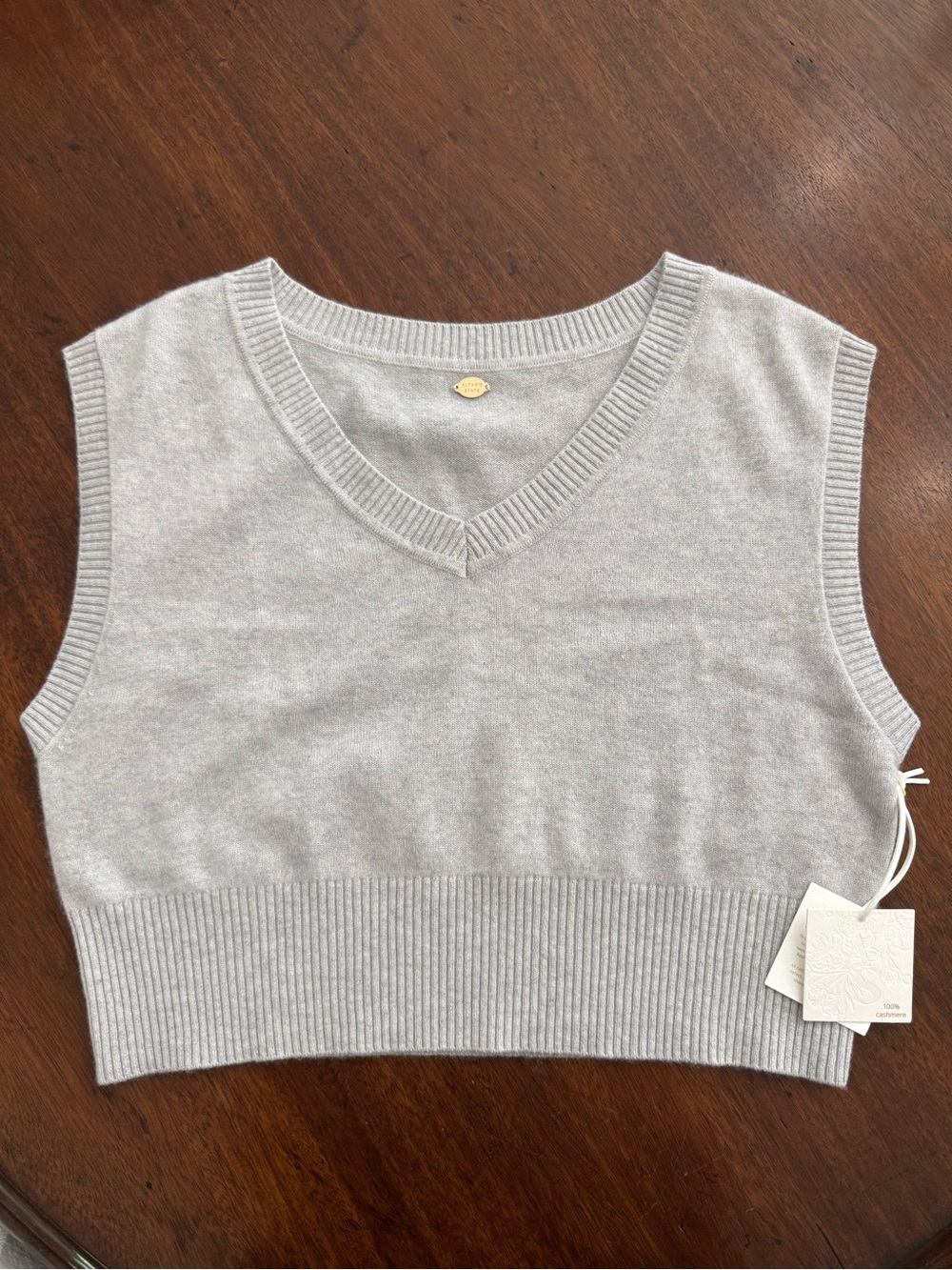 Altar’d State Light Grey 100% Cashmere Sweater Vest